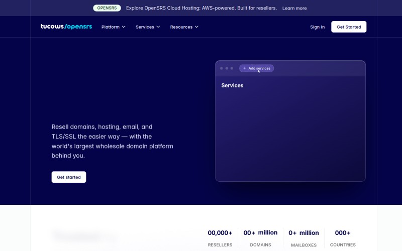 The front page of opensrs.com