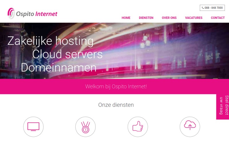 The front page of ospito.eu