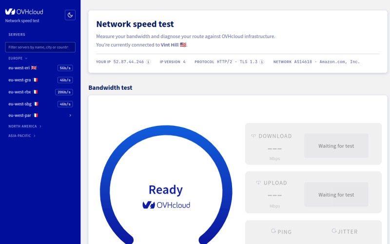 The front page of ovh.net