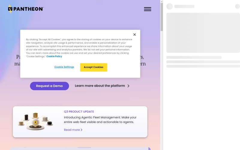 The front page of pantheon.io