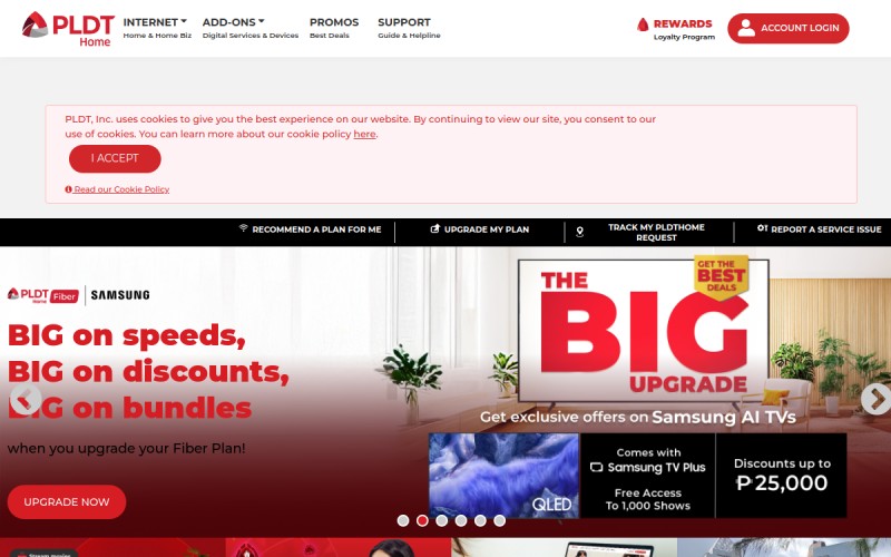 The front page of pldt.com.ph