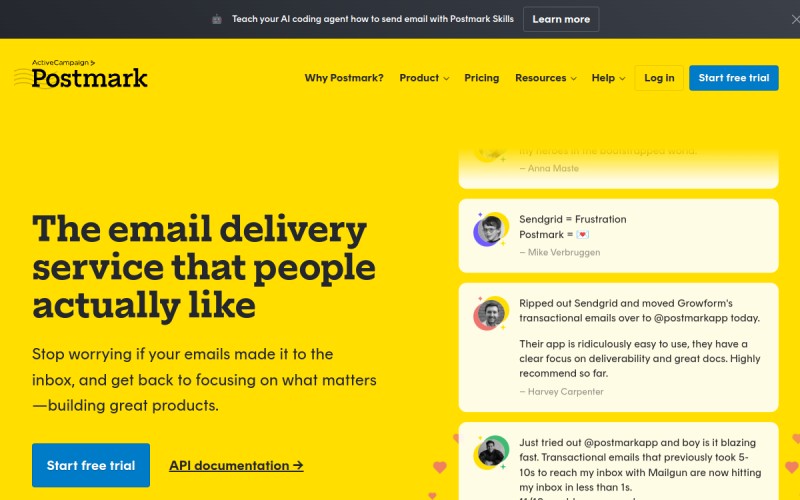The front page of postmarkapp.com