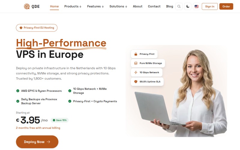 The front page of qde.com