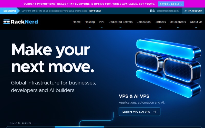 The front page of racknerd.com