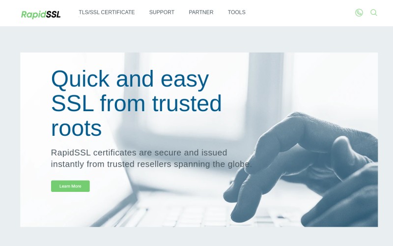 The front page of rapidssl.com