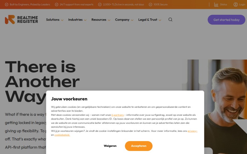 The front page of realtimeregister.com