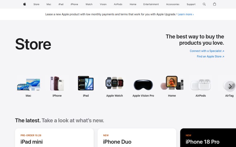 The front page of shop-different.net