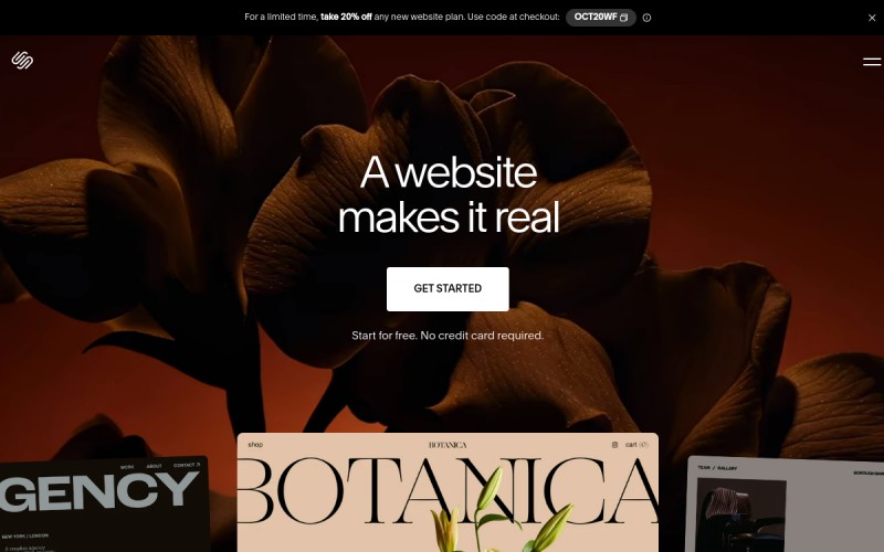 The front page of squarespace-mail.com
