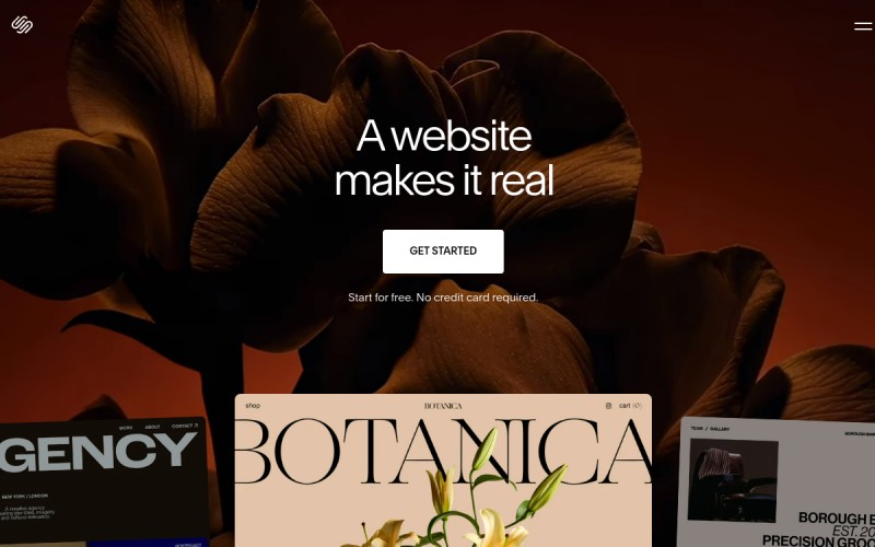 The front page of squarespace.com