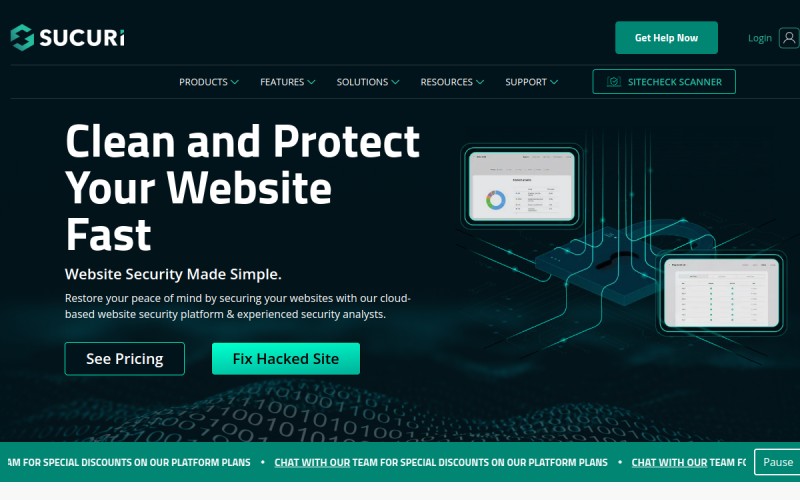 The front page of sucuri.net