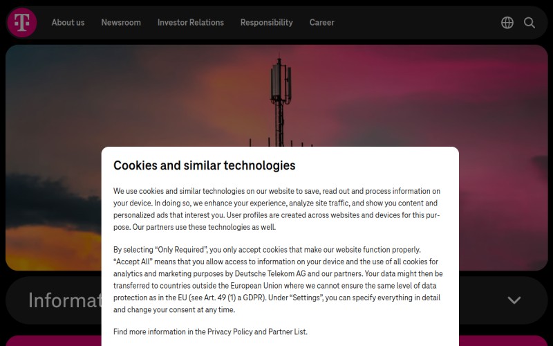 The front page of telekom.com