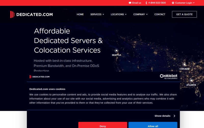The front page of usdedicated.com