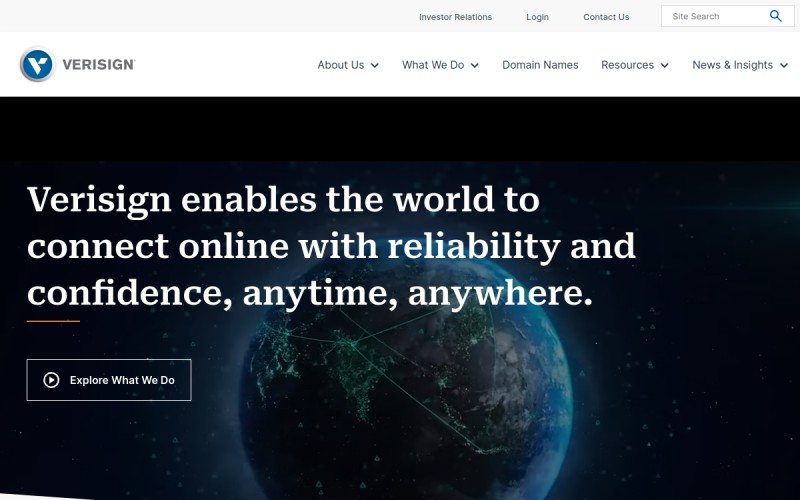 The front page of verisign.com