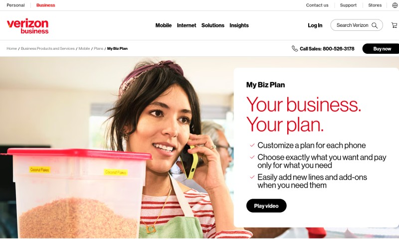 The front page of verizonbusiness.com