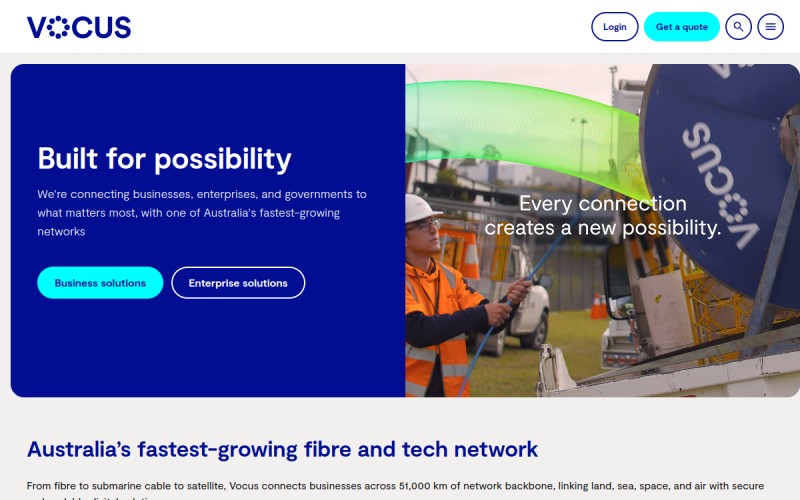 The front page of vocus.com.au
