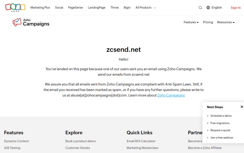 The front page of zcsend.net