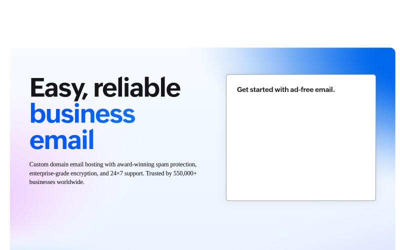 The front page of zohomail.com